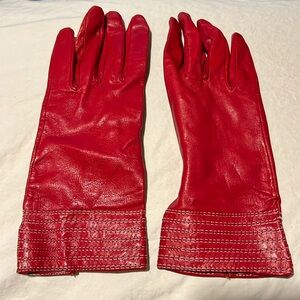 Red leather gloves